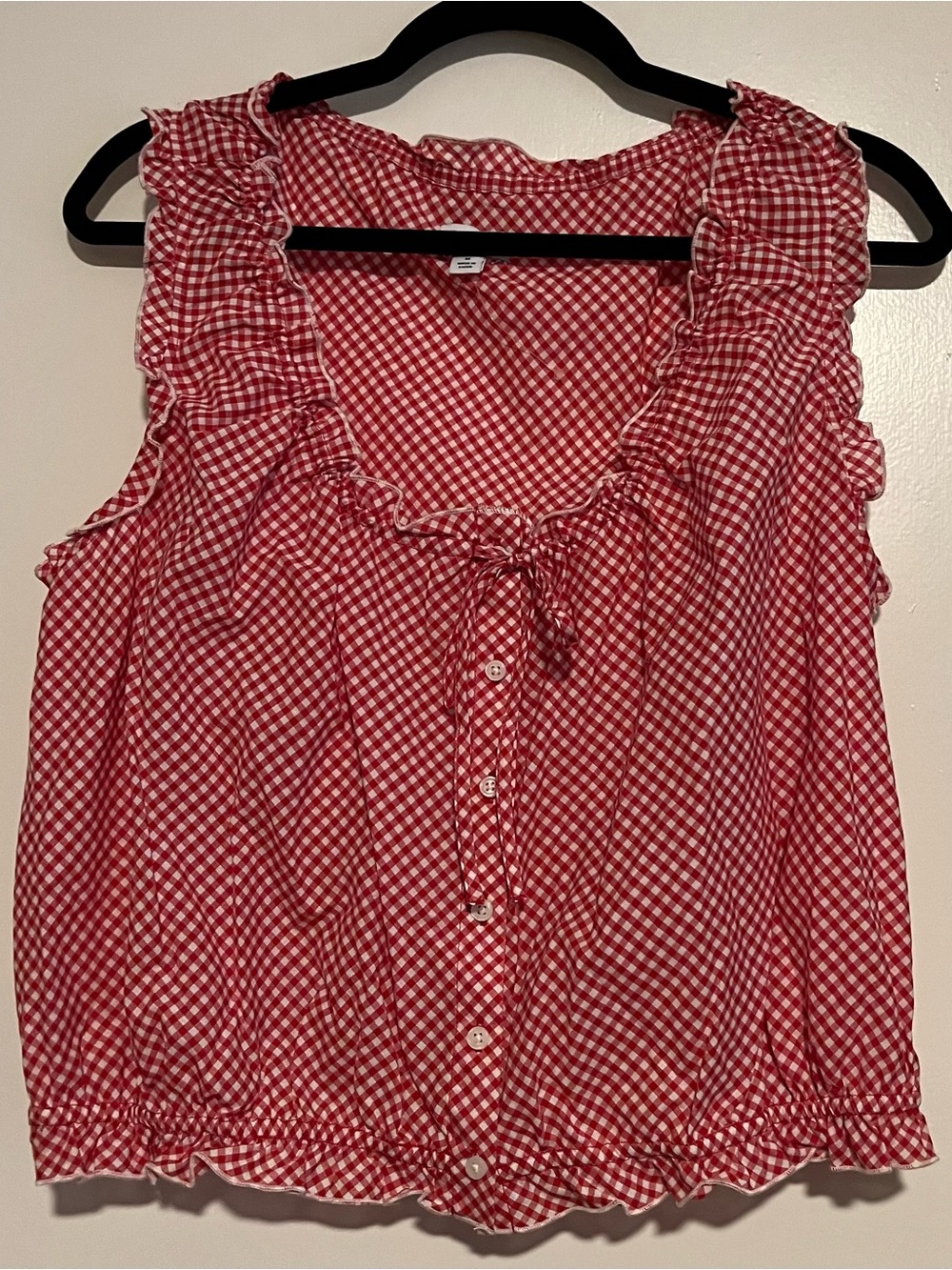 Parke x Target Women's Red Gingham Ruffle Button-Front Shirt
